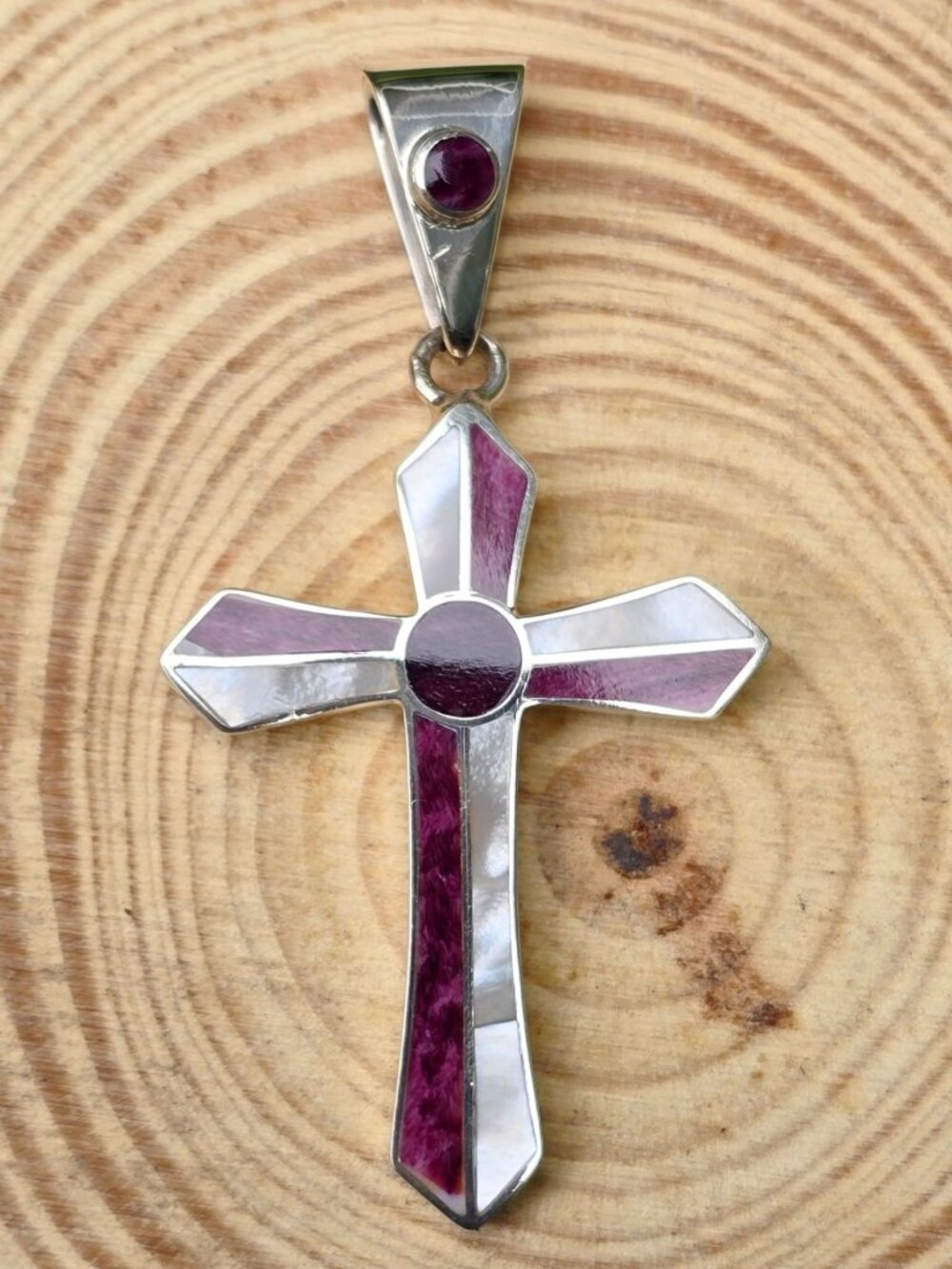 Peruvian Artistry ✦ Multi Gemstone Cross Pendant ✦ Sterling Silver 4.00ctw - Picture 6 of 12
